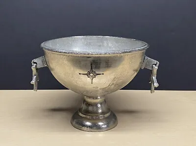 Metal Pedestal Bowl With Starfish Handles Compass Nautical Sea Decorative • $29.99