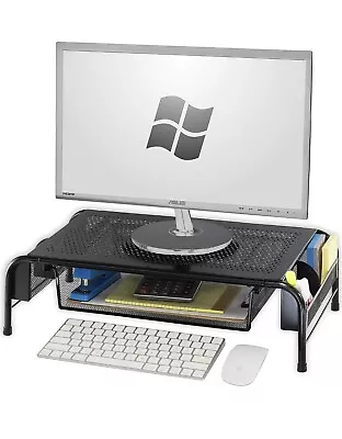 SimpleHouseware DO0091 Metal Desk Monitor Stand Riser With Organizer - Black • $20