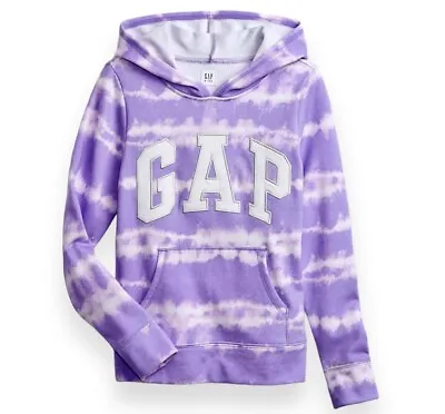Gap Kids Girls Small 6/7 Purple Tie Dye Hoodie Logo Pullover Terry Cloth NEW • $24.99