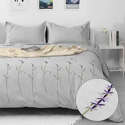 Grey Duvet Cover Queen - Soft Breathable Premium Microfiber 3 Piece  • $49.99