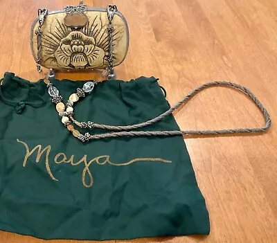 Estate Authentic Maya Resin Flower Purse Clutch Crossbody Jeweled Duster Bag • $224