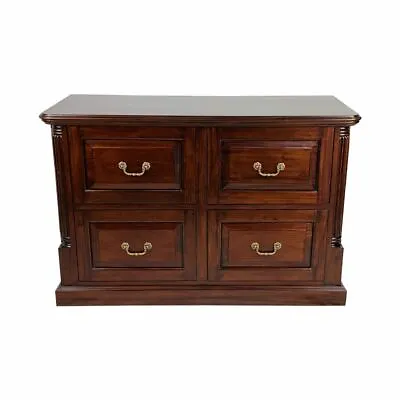 Solid Mahogany Wood Reproduction Style 4 Drawers Filing Cabinet Side Board • $1980