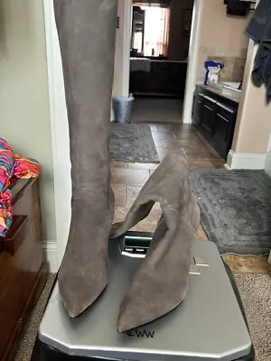 Via Spiga Gray Suede Fashion Boots Size 6.5M 3.5  Heels • $58.50