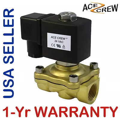 VITON 1/2 Inch 24V AC VAC Brass Solenoid Valve NPT Gas Water Air Normally Closed • $29.99
