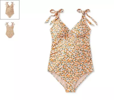 NWT Tie Strap V-Neck One Piece Swimsuit -Maternity By Ingrid & Isabel XL • $14.99