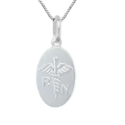 Sterling Silver Medical RN Register Nurse Pendant Charm Made Italy Box Chain • $15.99