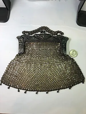 Antique Art Nouveau German Silver Metal Mesh Purse Handbag • $59