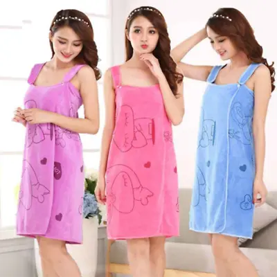 Women Microfibre Non Slip Wearable Bath Towel Robe Beach Shower Wrap Quick Dry • £8.99