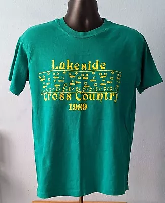 Vintage 1989 Single Stitch Lakeside Cross Country T-Shirt Size L Stains Name OUC • $14