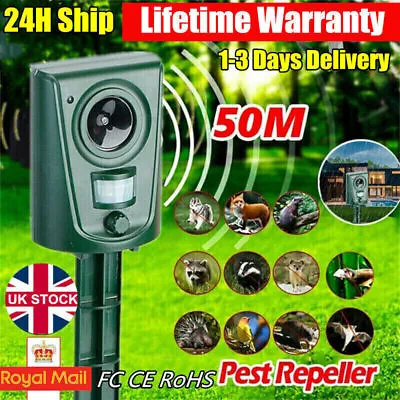 Ultrasonic Cat Dog Fox Pest Motion Sensor Repeller Scarer Deterrent Repellent UK • £10.44