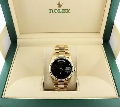 1993 Rolex Day-Date 18238 Black Dial 18kt President No Papers 36mm • $15200
