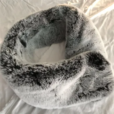 Double Side Real Rex Rabbit Fur Collar Scarf Shawl Stole Wrap W Magnet Button • $18.99