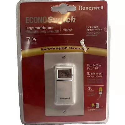 Honeywell EconoSwitch RPLS730B 7-Day Programmable Motor & Light Switch Timer NEW • $26.95