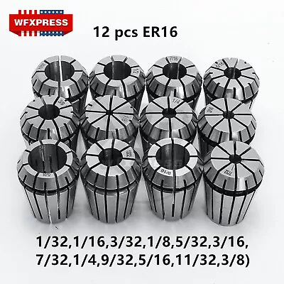 New 12Pcs ER16 Spring Collet Set For CNC Milling Lathe Tool Engraving Machine • $17.49