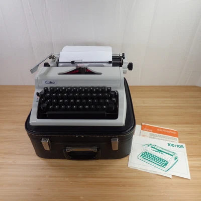 £85 • Buy Erika 105 Robotron Portable Typewriter With Case Instructions IMMACULATE #2293