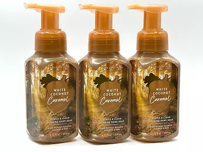 New 3 Bath & Body Works White Coconut Caramel Gentle Foaming Hand Soap 8.75 Oz • £22.13