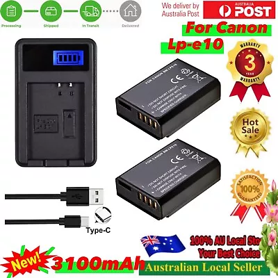 2x LP-E10 Battery + LCD Usb Charger For Canon EOS 1500D 1300D 1200D 1100D 3000D • $35.80