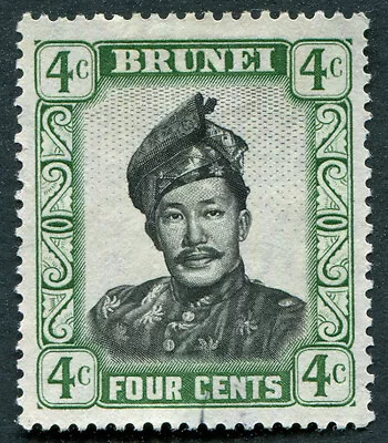 BRUNEI 1952-58 4c Black And Green SG103 Used NG Sultan Omar Ali Saifuddin #B03 • $1.61