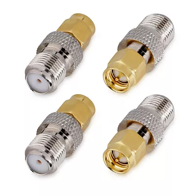 F-Type Female To SMA Male Adaptor 4-Pack Coax Aerial Adapter Antenna Connector • £6.99