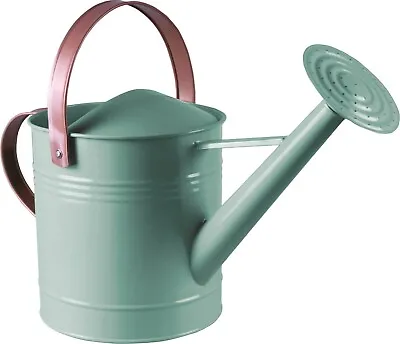 Metal Watering Can With Sprinkler Nozzle 2 Handles & 4.5L Capacity Light Blue • £19.99