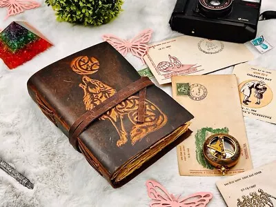 Wolf Leather Sketchbook Vintage Journal Gifts For Men And Women • $10.40