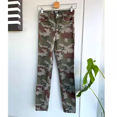 ZARA Trafaluc Green Brown Army Camo Skinny Slim Denim Jeans Sz 4 • $15.29