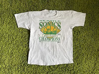 VTG 90s Grey Seattle Super Sonics Graphic T-Shirt Size XL PAC Div Champs 🥃 • $38