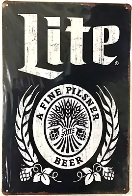 TIN SIGN New 8x12 Miller Lite Beer Logo Bar Man Cave Light Alcohol Liquor (Br6c) • $9.99