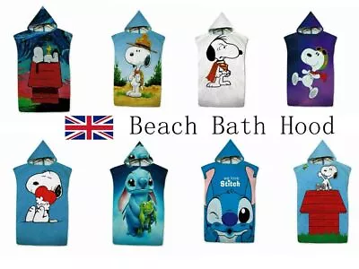 Adult Kids Cartoon Stitch Robe Towel Beach Bath Hood Quick Dry Poncho Bathrobe N • £12.13