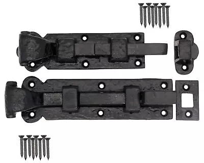 Iron Bolt Straight Cranked Black Ornate Latch Tudor Scroll Bathroom Gates • £6.49