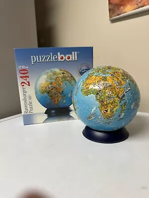 3-D World Globe Ravensburger Puzzle Ball 240 Pieces Complete With Stand MINT! • $13.99