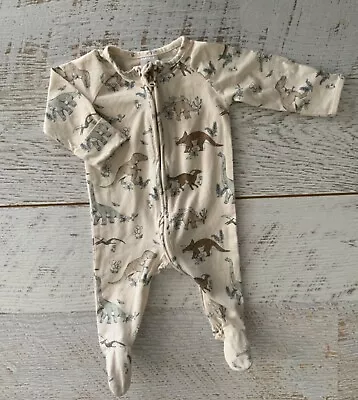 ORGANIC COTTON Baby Boys Sz 0-3 Months Cotton Allinone Zippy DINOSAURS • $6.90