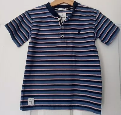 Jasper Conran Junior J Boys Blue And Pink Stripe Top Age 4-5 Years • £5.99