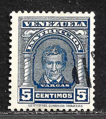 HICK GIRL- USED VENEZUELA REVENUE STAMP   1911  5c VARGAS INSTRUCTION TAX  N809 • $0.49