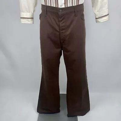 Vintage Levi's Pants BIG E Sta Prest Brown Wide Leg Disco 60s 70s Vtg Mens 40 30 • $101.15