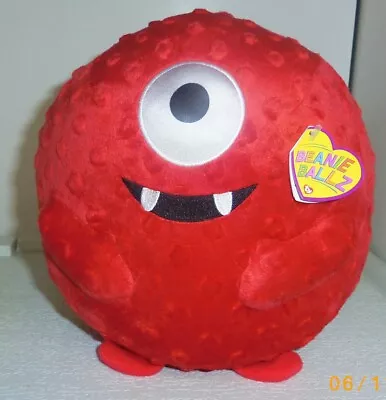 Muno 2013 TY Beanie Ballz Medium 8  Orange Plush Ball One Eyed Monster New 38562 • $10.99