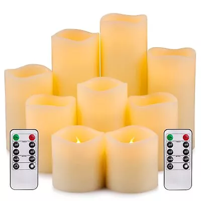 Large Flameless Candle Set Of 9 (D 3  X H 3  3  4  4  5  5  6  7  8 )... • $43.31
