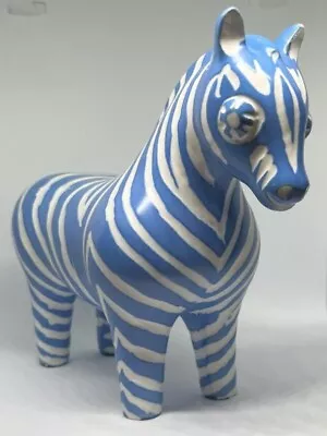 Vintage Pablo Zabal Chilean Ceramic Blue And White Medium Zebra Signed Figurine • $69.98