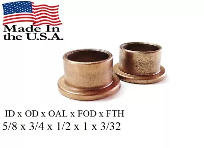 2pc Bronze Flange Bushing 5/8 X 3/4 X 1/2  ***Made In USA*** Sleeve Bearing • $6.25