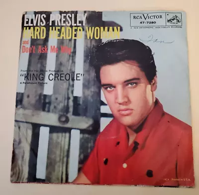 Elvis Presley HARD HEADED WOMAN (ROCK N ROLL 45/PS) #7280 PLAYS VG++ • $15.99