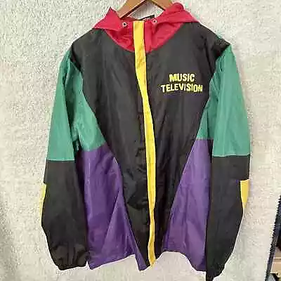 90’s Inspired Color Block MTV Hoodie Windbreaker Jacket 2020 Viacom Size Large • $27.65