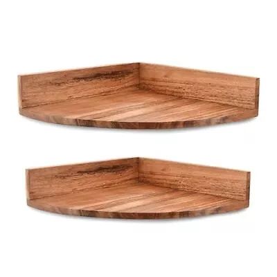 Acacia Wood Floating Corner Shelf Wall Mount For Bedroom Living Room Bathroom... • $19.84