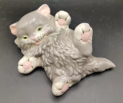 Vintage Ceramic Grey Playful Kitten • $10