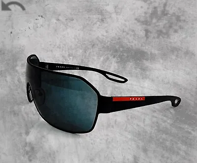 $349 • Buy Prada Sport PS 52QS DG01A1 Matte Black Rubber/Grey Unisex Shield Sunglasses