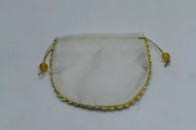 SMALL White & Gold DICE/COIN BAG Drawstring 4.5 X4 Storage Pouch Nylon VINTAGE • $6