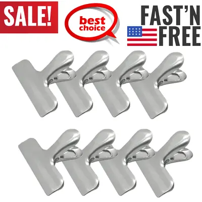 8 Pack Metal Chip Clips 3 Inch Wide Stainless Steel Heavy Duty Food Bag Clips • $10.57