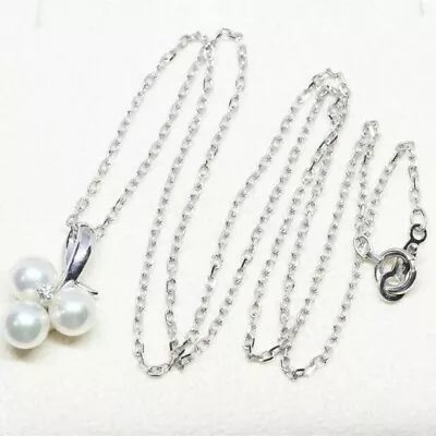 Mikimoto Akoya Pearl Diamond Necklace K18 White Gold Ladies Jewelry Accessory • $428.90