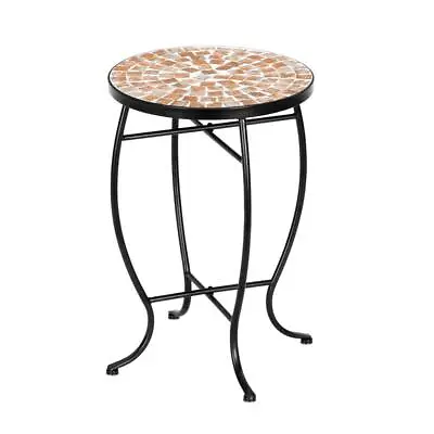 VINGLI Mosaic Accent Table 14  Round Side End Table Plant Stand(Golden Yard) • $45.99