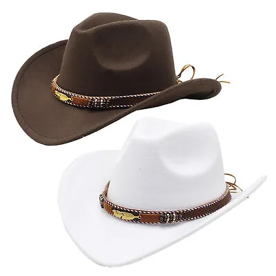 Cowboy Hat Cow Head Accessories Cowboy Hat Monochrome Felt Hat For Men And Women • £9.18