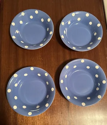 T G Green Cornishware Domino Set Of 4 Blue Soup / Cereal Bowls Vintage • $75